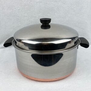 VTG Revere Ware Copper Clad Stainless Steel Stock Pot, 6 Quart w/Lid